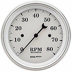 Auto Meter 3-3/8" IN-DASH TACHOMETER, 0-8,000 RPM, OLD-TYME WHITE - 1690