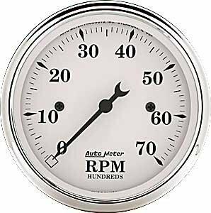 Auto Meter 3-1/8" IN-DASH TACHOMETER, 0-7,000 RPM, OLD-TYME WHITE - 1695