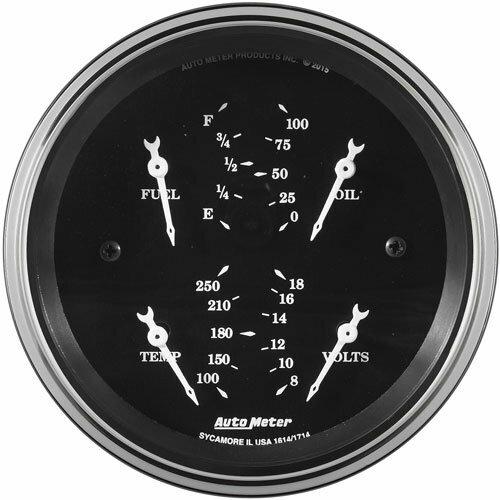 Auto Meter 3-3/8" QUAD GAUGE, 0-90 Ω, OLD TYME BLACK - 1714