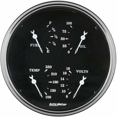 Auto Meter 5" QUAD GAUGE, 0-90 Ω, OLD TYME BLACK - 1719