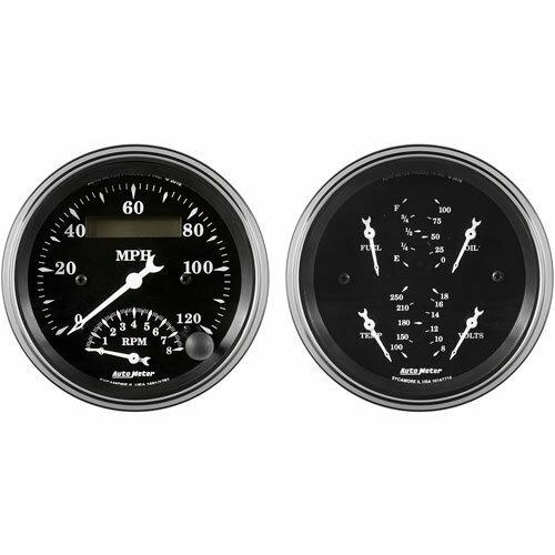 Auto Meter 2 PC. GAUGE KIT, 3-3/8" QUAD & TACH/SPEEDO, 240-33 Ω, OLD TYME BLACK - 1720