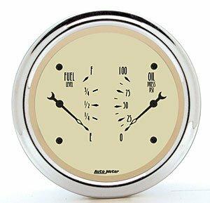 Auto Meter 3-3/8" DUAL GAUGE, 100 PSI/240-33 Ω, ANTIQUE BEIGE - 1813