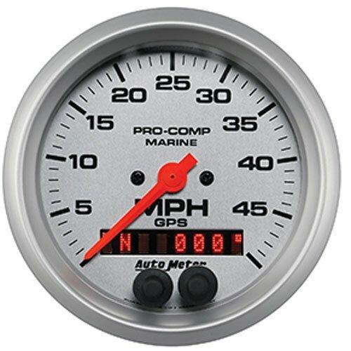 Auto Meter 3-3/8" GPS SPEEDOMETER, 0-50 MPH, MARINE SILVER ULTRA-LITE - 200635-33