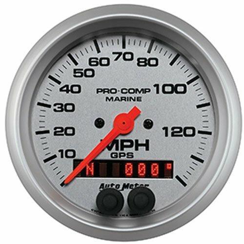 Auto Meter 3-3/8" GPS SPEEDOMETER, 0-140 MPH, MARINE SILVER ULTRA-LITE - 200638-33