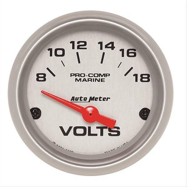 Auto Meter 2-1/16" VOLTMETER, 8-18V, MARINE SILVER ULTRA-LITE - 200756-33