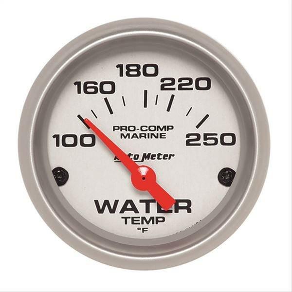 Auto Meter 2-1/16" WATER TEMPERATURE, 100-250 °F, MARINE SILVER ULTRA-LITE - 200762-33