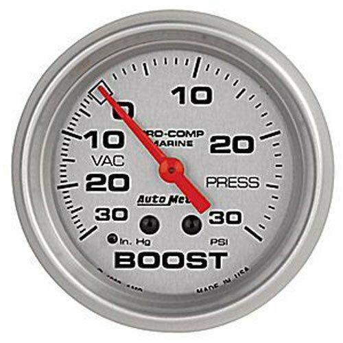 Auto Meter 2-5/8" VACUUM/BOOST, 30 IN HG/20 PSI, MARINE SILVER ULTRA-LITE - 200775-33