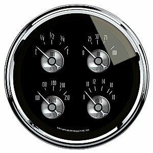 Auto Meter 5" QUAD GAUGE, 100 PSI/100-250 °F/8-18V/0-90 Ω, PRESTIGE BLACK DIAMOND - 2012