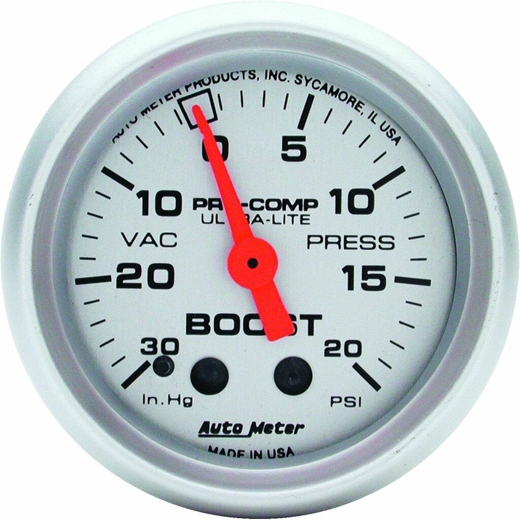 Auto Meter 2-1/16" BOOST/VACUUM, 30 IN HG/20 PSI, ULTRA-LITE - 4301
