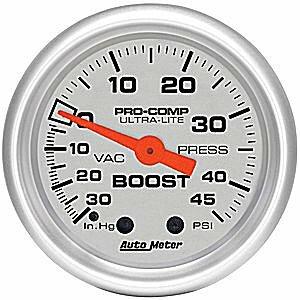 Auto Meter 2-1/16" BOOST/VACUUM, 30 IN HG/45 PSI, ULTRA-LITE - 4308