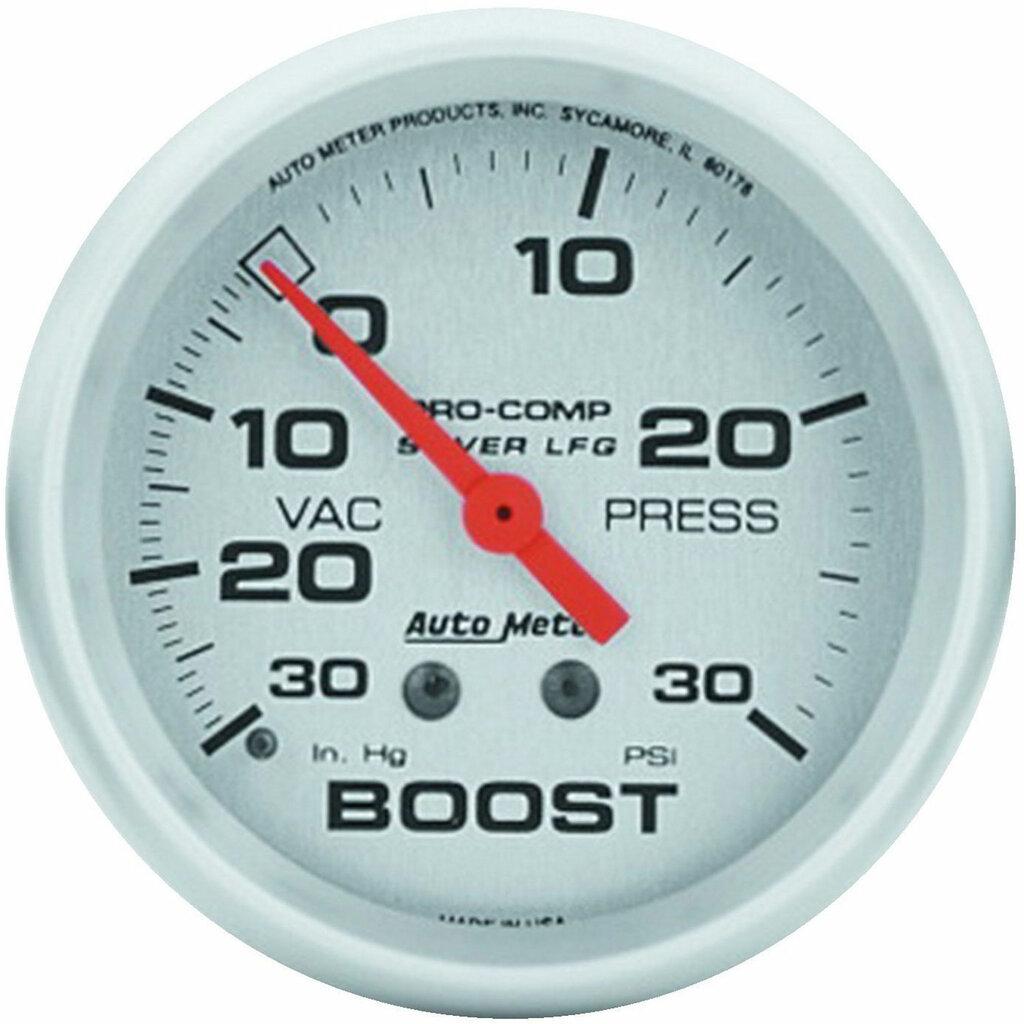 Auto Meter 2-5/8" BOOST/VACUUM, 30 IN HG/30 PSI, LIQUID FILLED, ULTRA-LITE - 4603