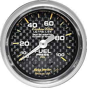 Auto Meter 2-1/16" FUEL PRESSURE, 0-100 PSI, CARBON FIBER - 4712