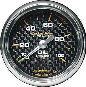 Auto Meter 2-1/16" OIL PRESSURE, 0-100 PSI, CARBON FIBER - 4721
