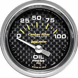 Auto Meter 2-1/16" OIL PRESSURE, 0-100 PSI, CARBON FIBER - 4727