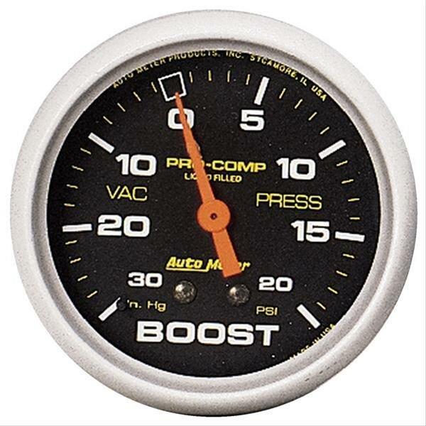 Auto Meter 2-5/8" BOOST/VACUUM, 30 IN HG/20 PSI, LIQUID FILLED, PRO-COMP - 5401