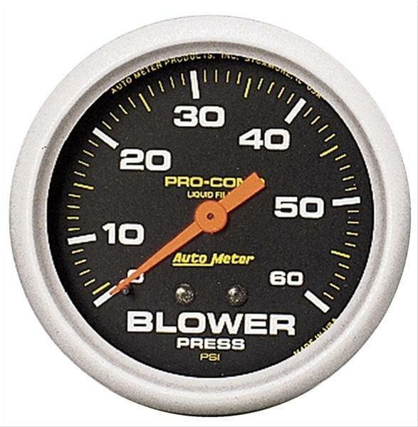 Auto Meter 2-5/8" BLOWER PRESSURE, 0-60 PSI, W/ MEMORY, LIQUID FILLED, PRO-COMP - 5403