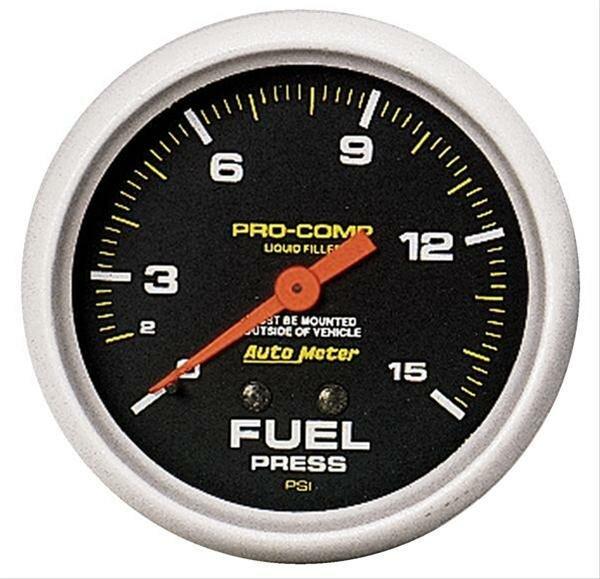 Auto Meter 2-5/8" FUEL PRESSURE, 0-15 PSI, LIQUID FILLED, PRO-COMP - 5411