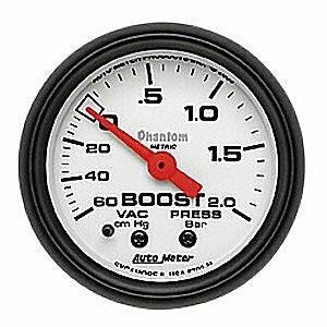 Auto Meter 2-1/16" BOOST/VACUUM, 60 CM/HG-2.0 BAR, PHANTOM - 5703-M