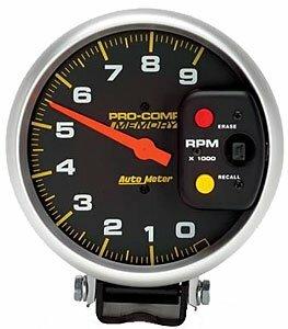 Auto Meter 5" TACHOMETER, 0-9,000 RPM, PEDESTAL W/PEAK MEMORY, PRO-COMP - 6809