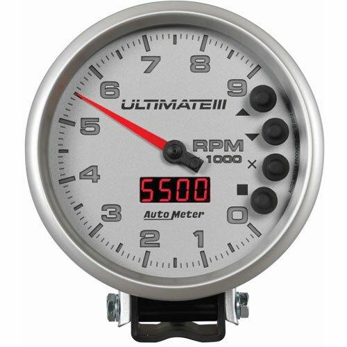 Auto Meter 5" TACHOMETER, 0-9000 RPM, PEDESTAL, ULTIMATE III PLAYBACK, SILVER - 6882