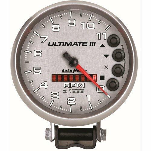 Auto Meter 5" TACHOMETER, 0-11,000 RPM, PEDESTAL, ULTIMATE III PLAYBACK, SILVER - 6886