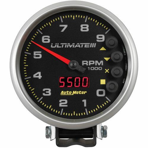Auto Meter 5" TACHOMETER, 0-9000 RPM, PEDESTAL, ULTIMATE III PLAYBACK, BLACK - 6887