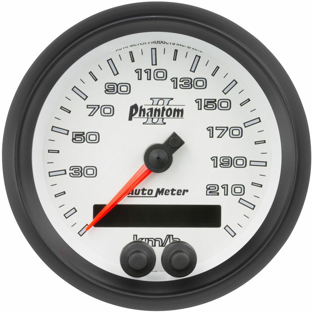 Auto Meter 3-3/8" SPEEDO, 225 km/h, GPS, PHANTOM II - 7580-M