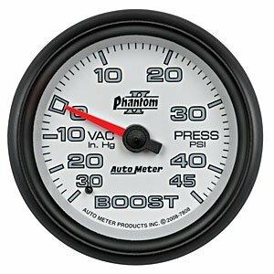 Auto Meter 2-5/8" BOOST/VACUUM, 30 IN HG/45 PSI, PHANTOM II - 7808