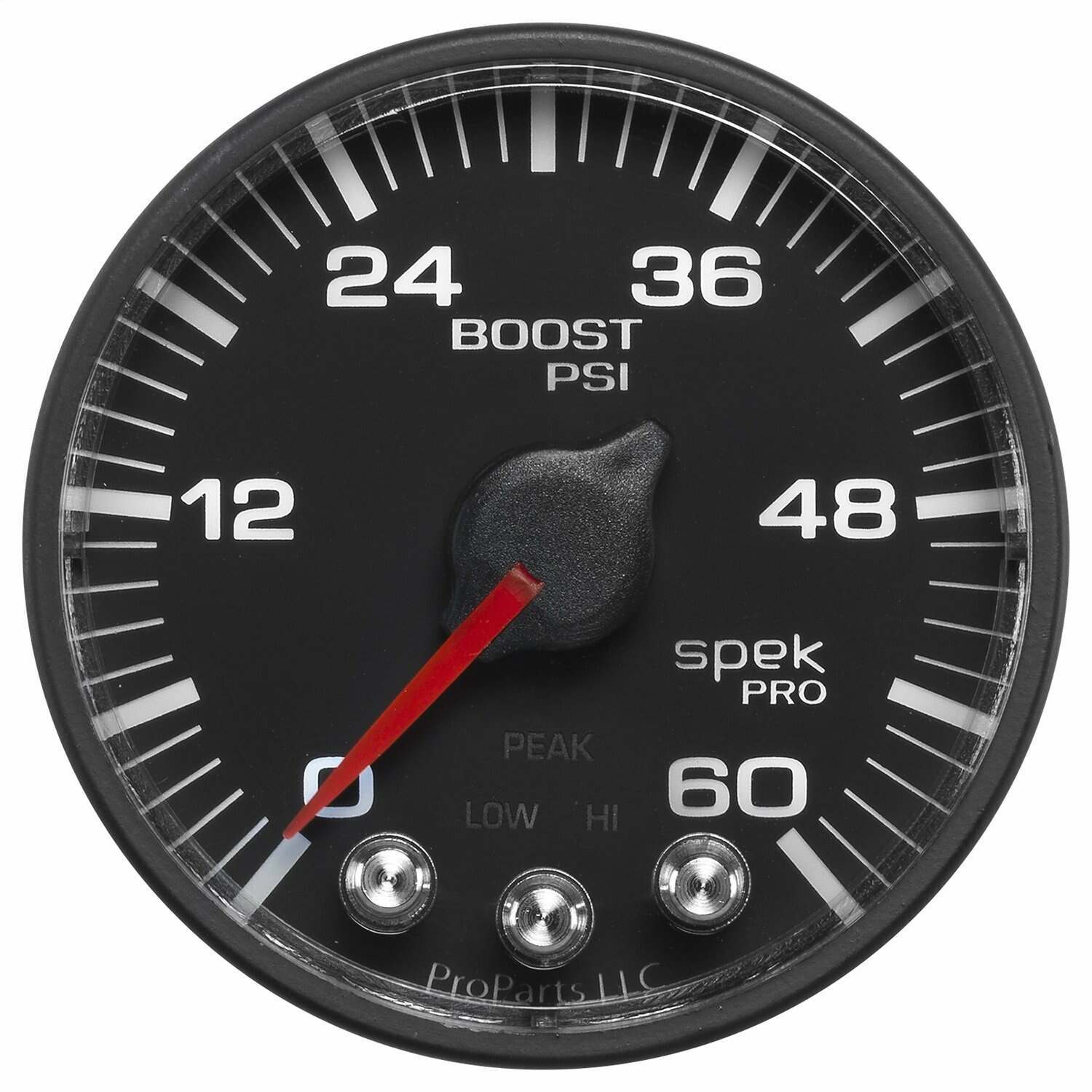 Auto Meter Gauge, Boost, 2 1/16" , 60Psi, Stepper Motor W/Peak &Amp; Warn, Blk/Black, Spek-Pro - P304328