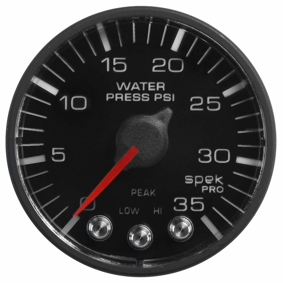 Auto Meter Gauge, Water Press, 2 1/16" , 35Psi, Stepper Motor W/Pk &Amp; Wrn, Blk/Blk, Spek-Pro - P343328