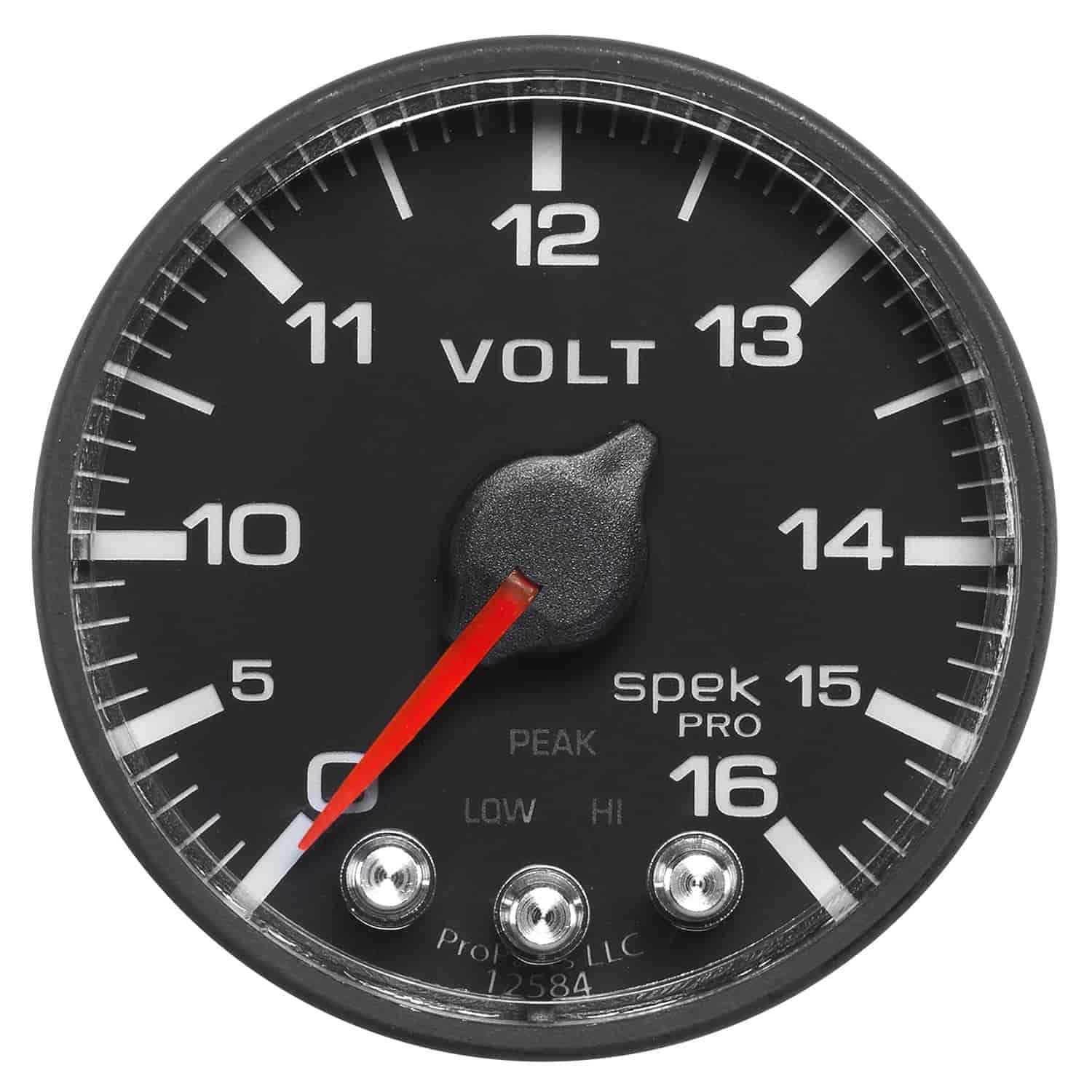 Auto Meter Gauge, Voltmeter, 2 1/16" , 16V, Stepper Motor W/Peak &Amp; Warn, Blk/Blk, Spek-Pro - P344328