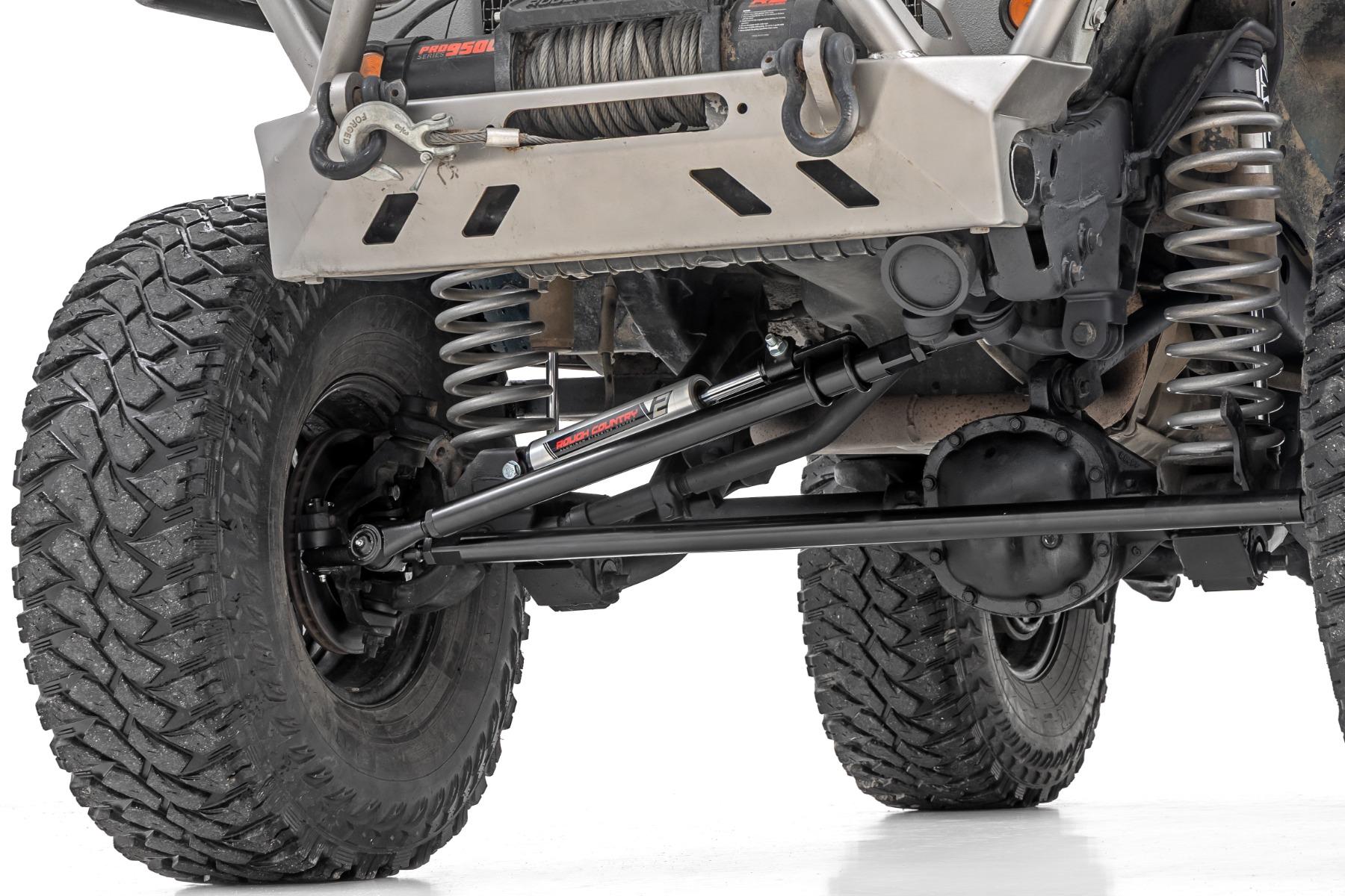 Rough Country HD Steering Kit V2 Stabilizer Combo Jeep Cherokee XJ/Comanche MJ/Wrangler TJ (1984-1998 Cherokee, Comanche, Grand Cherokee) - 10613V2