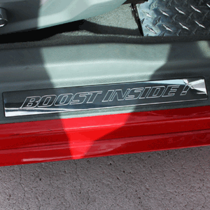 UPR 05-2014 Mustang Billet "Boost Inside" Engraved Door Sills (Polished)
