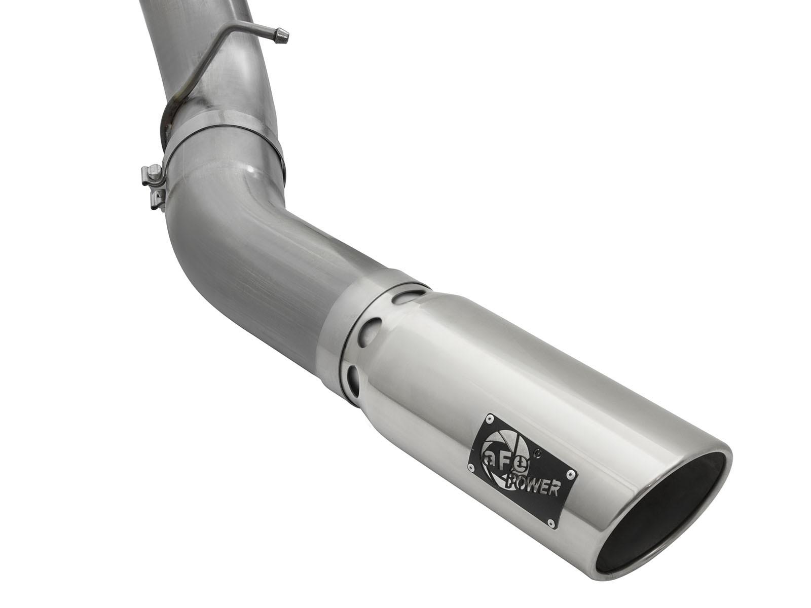 AFE Large Bore-HD 5 IN 409 Stainless Steel DPF-Back Exhaust System w/Polished Tip (2016-2016 Silverado 2500 HD, Silverado 3500 HD, Sierra 2500 HD, Sierra 3500 HD) - 49-44081-P