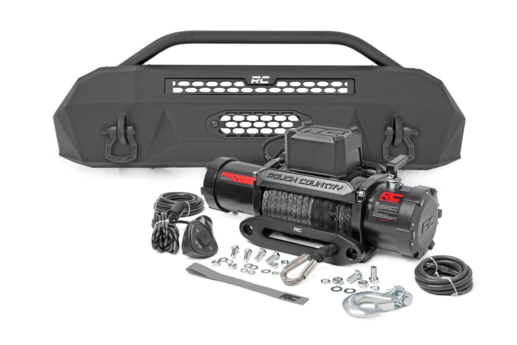 Rough Country Front Bumper Hybrid 12000-Lb Pro Series Winch Synthetic Rope 16-22 Toyota Tacoma Rough Country - 10715