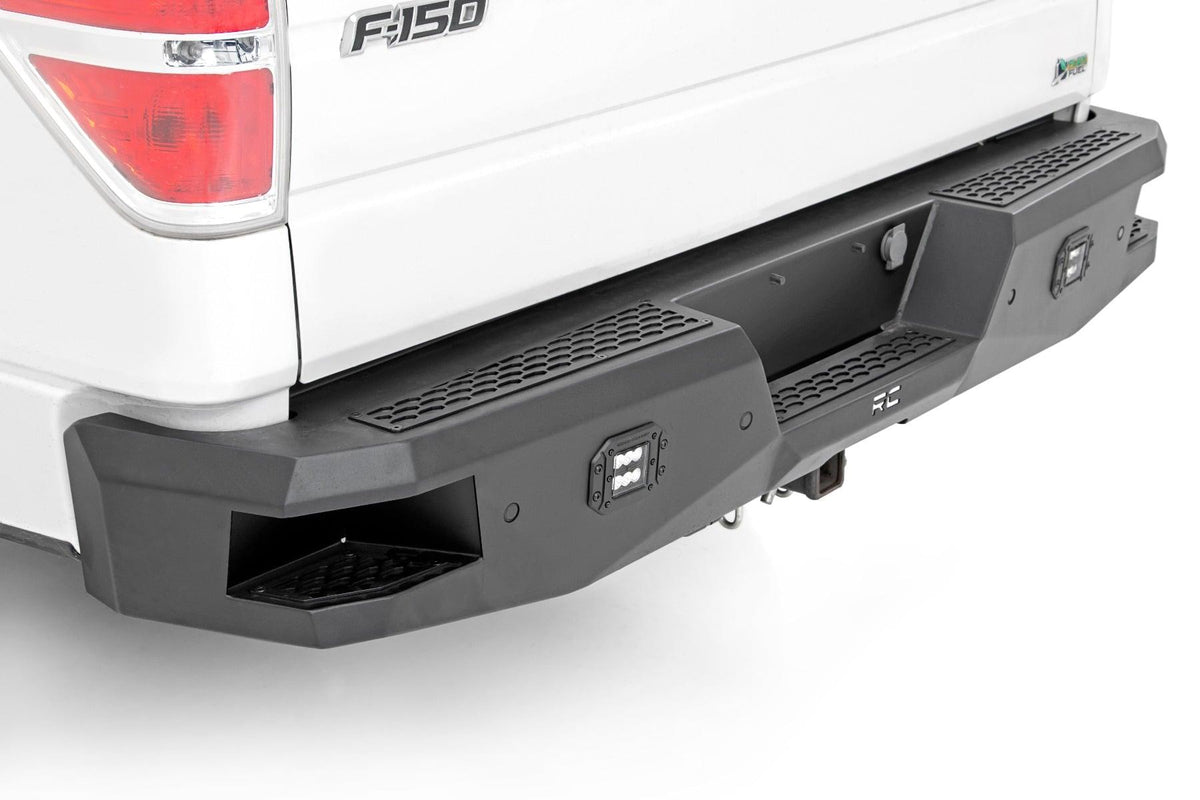 Rough Country Ford Heavy-Duty Rear Bumper with LED Backup Lights & Backup Sensor Relocators (2009-2014 F-150) - 10768