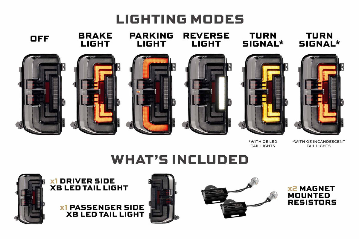 Morimoto XB LED Low Profile Tail Lights - Smoked / Set (2021-2025 Ford Bronco) - LF750