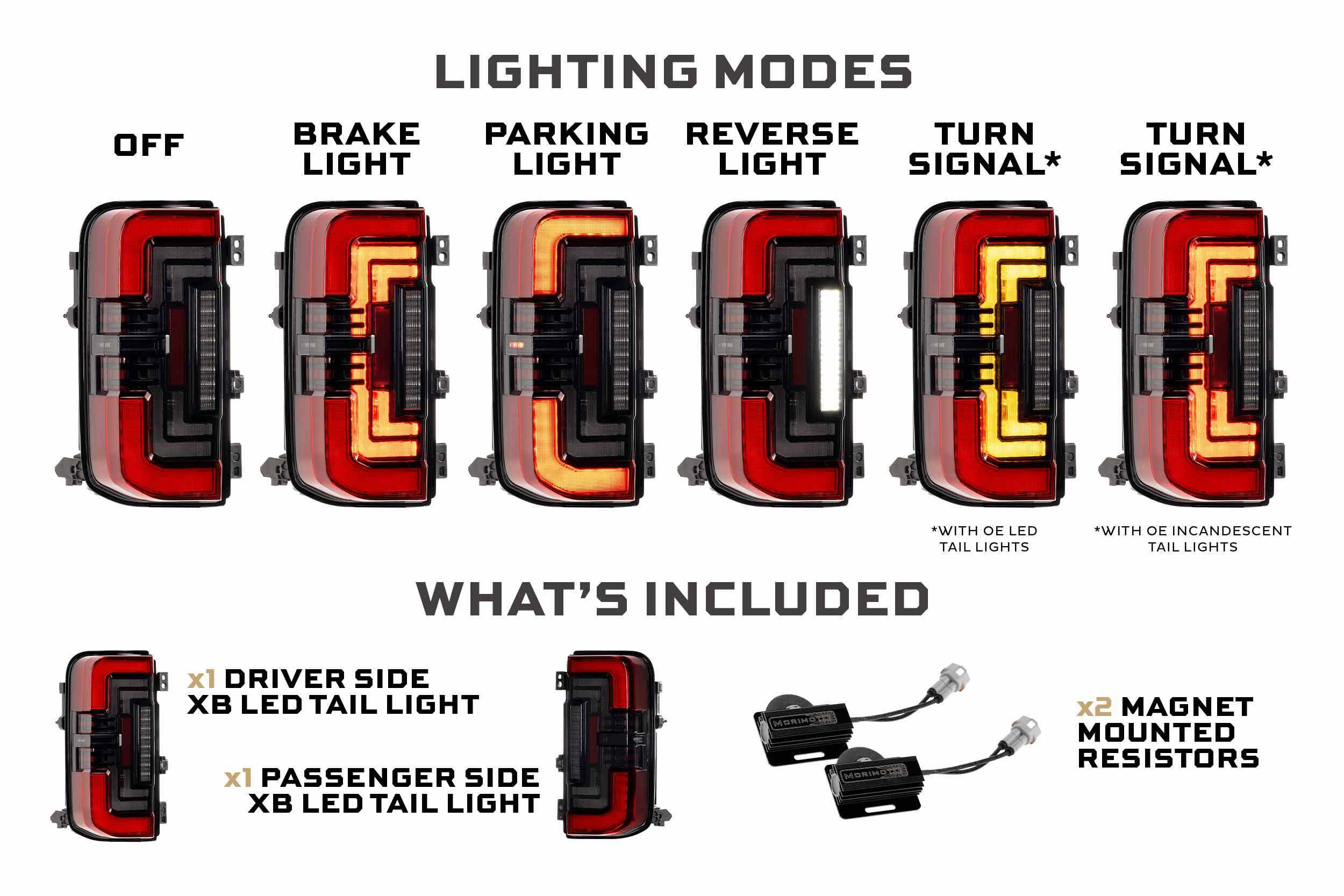 Morimoto XB LED Low Profile Tail Lights - Red / Set (2021-2025 Ford Bronco) - LF751