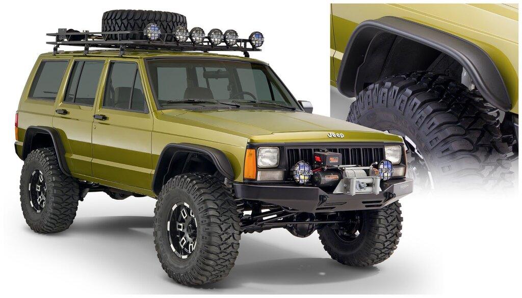 Bushwacker Fender Flares Flat Style 4Pc (1984-2001 Cherokee) - 10922-07