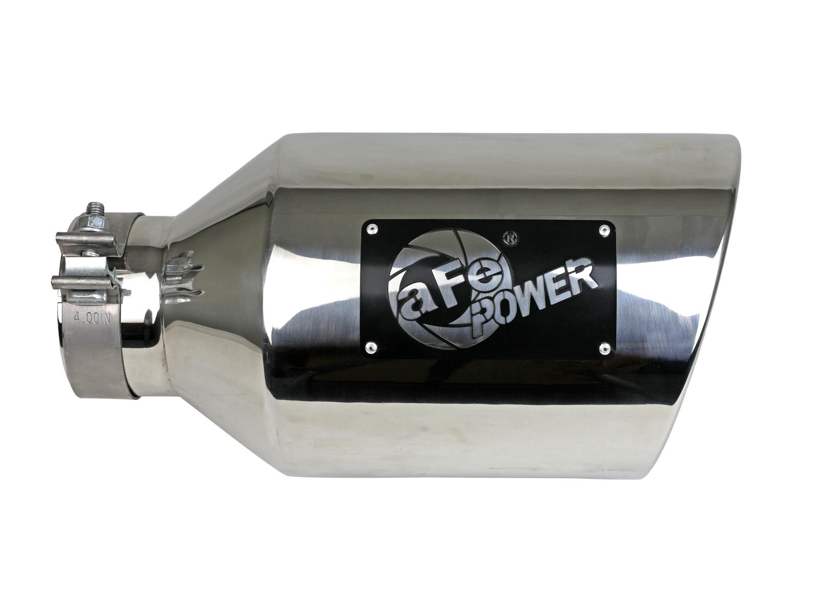 AFE MACH Force-Xp 304 Stainless Steel Clamp-on Exhaust Tip Polished (4 IN Inlet x 8 IN Outlet x 15 IN L) - 49T40801-P15