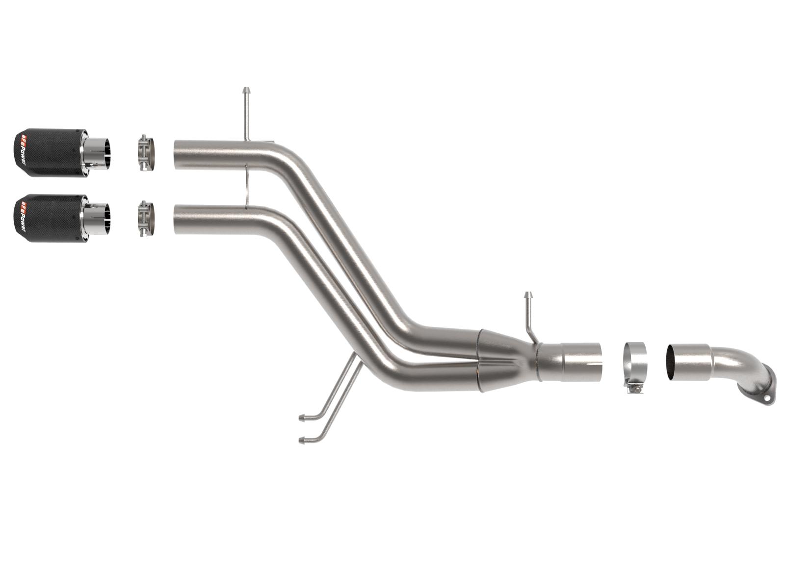 AFE Takeda 3 IN to 2-1/2 IN 304 Stainless Steel Axle-Back Exhaust Carbon Fiber Tip (2013-2017 Veloster) - 49-37019-C