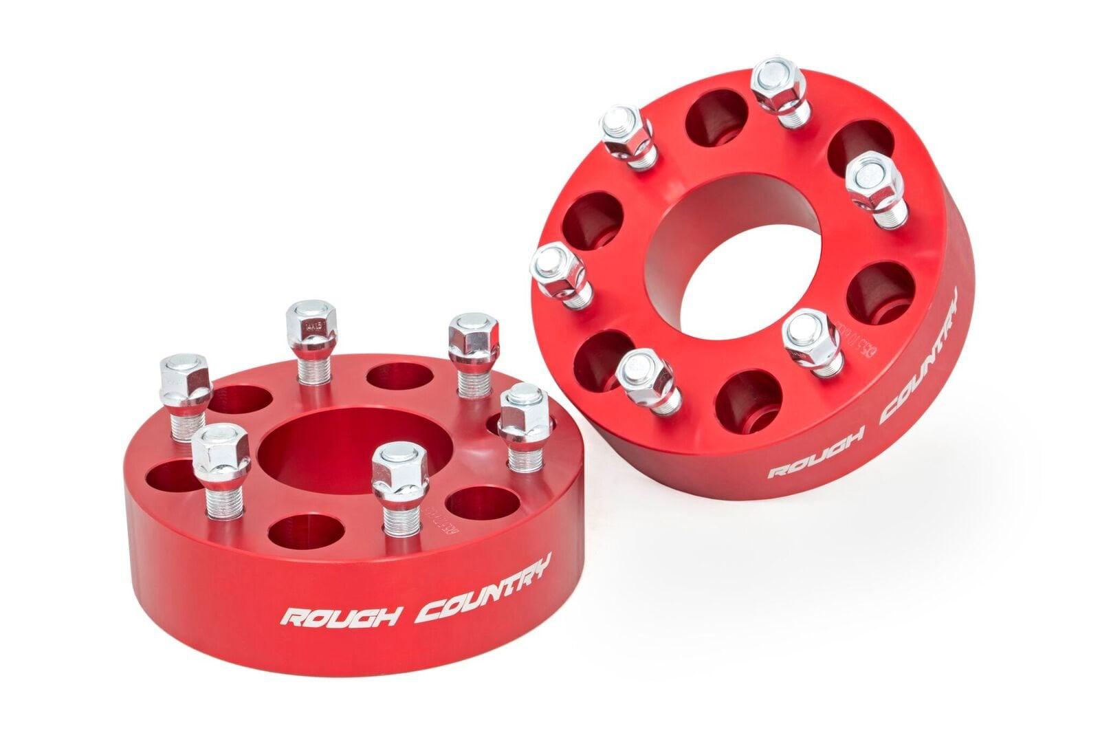 Rough Country 2-inch GM Wheel Spacers (Pair, Red) - 1101RED