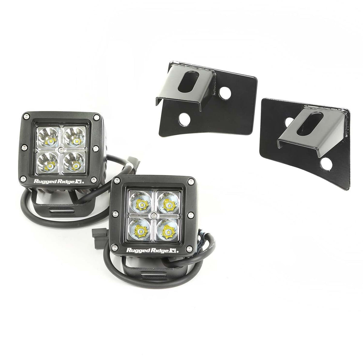 Rugged Ridge Light Kit Windshield Mounted Square Black; 07-18 Wrangler Jk - 11027.1