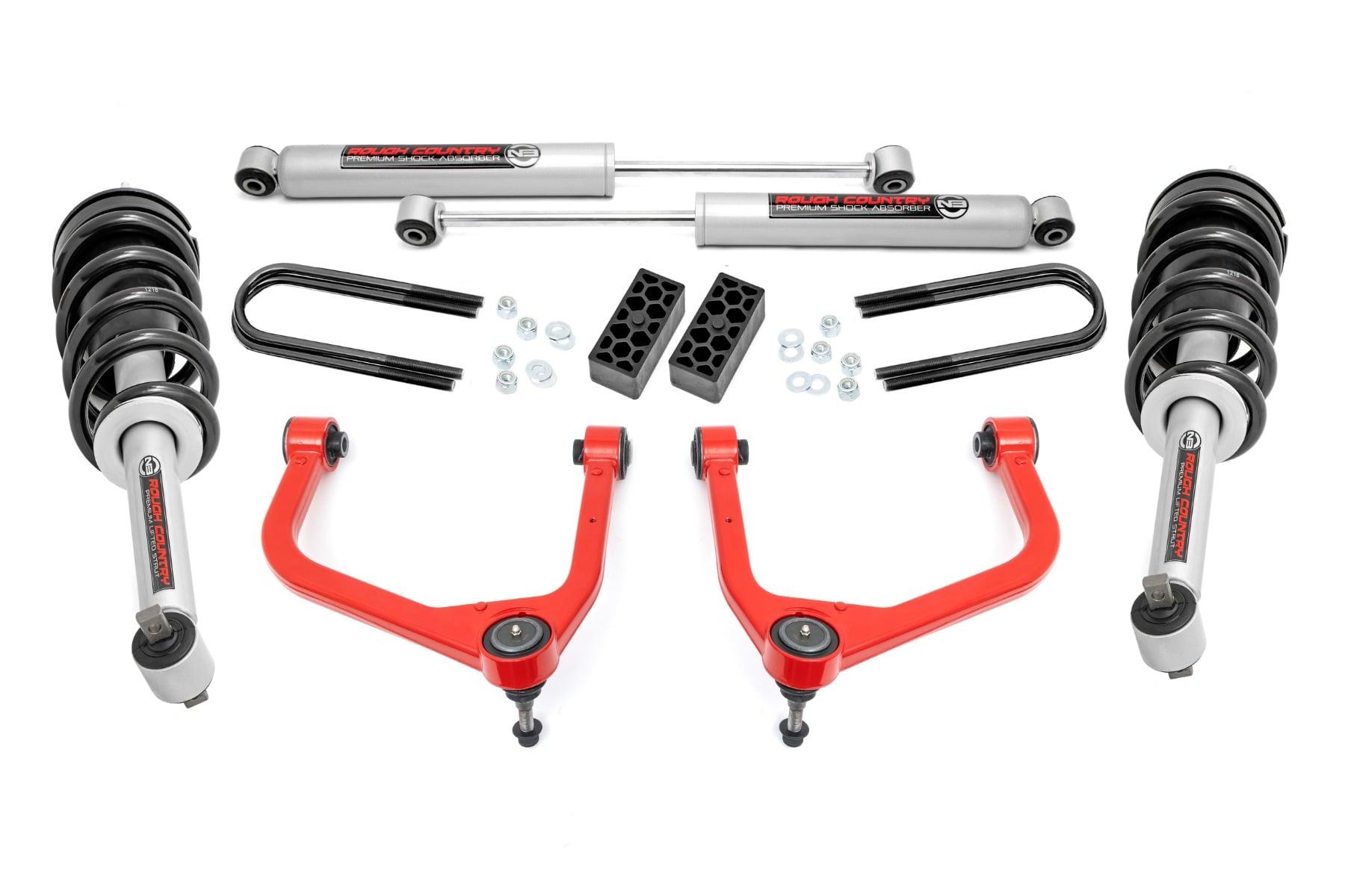 Rough Country 3.5 Inch Lift Kit N3 Struts Red Chevy Silverado 1500 2WD/4WD (2025-2026) - 110431RED