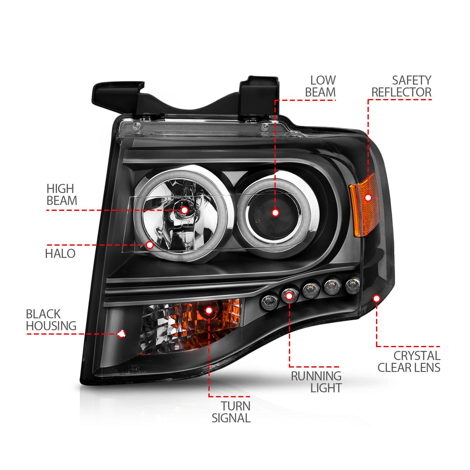 ANZO Projector Headlight Set W/Halo (2007-2014 Expedition) - 111113