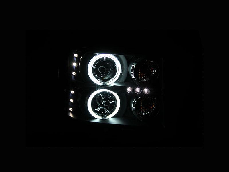 ANZO Projector Headlight Set W/Halo (2007-2014 Sierra 1500, Sierra 2500 HD, Sierra 3500 HD) - 111125