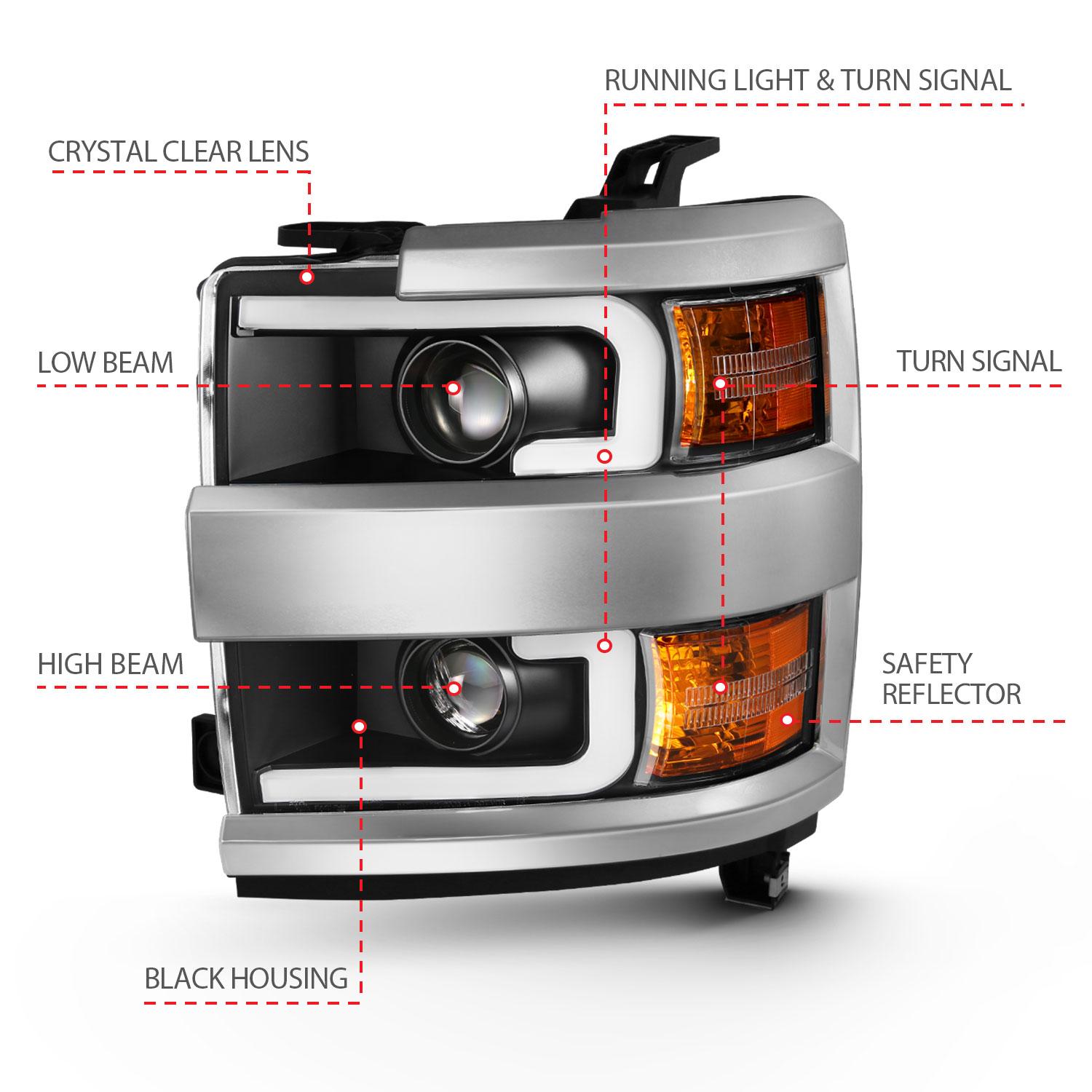 ANZO Projector Headlight Set (2015-2015 Silverado 2500 HD, Silverado 3500 HD) - 111359