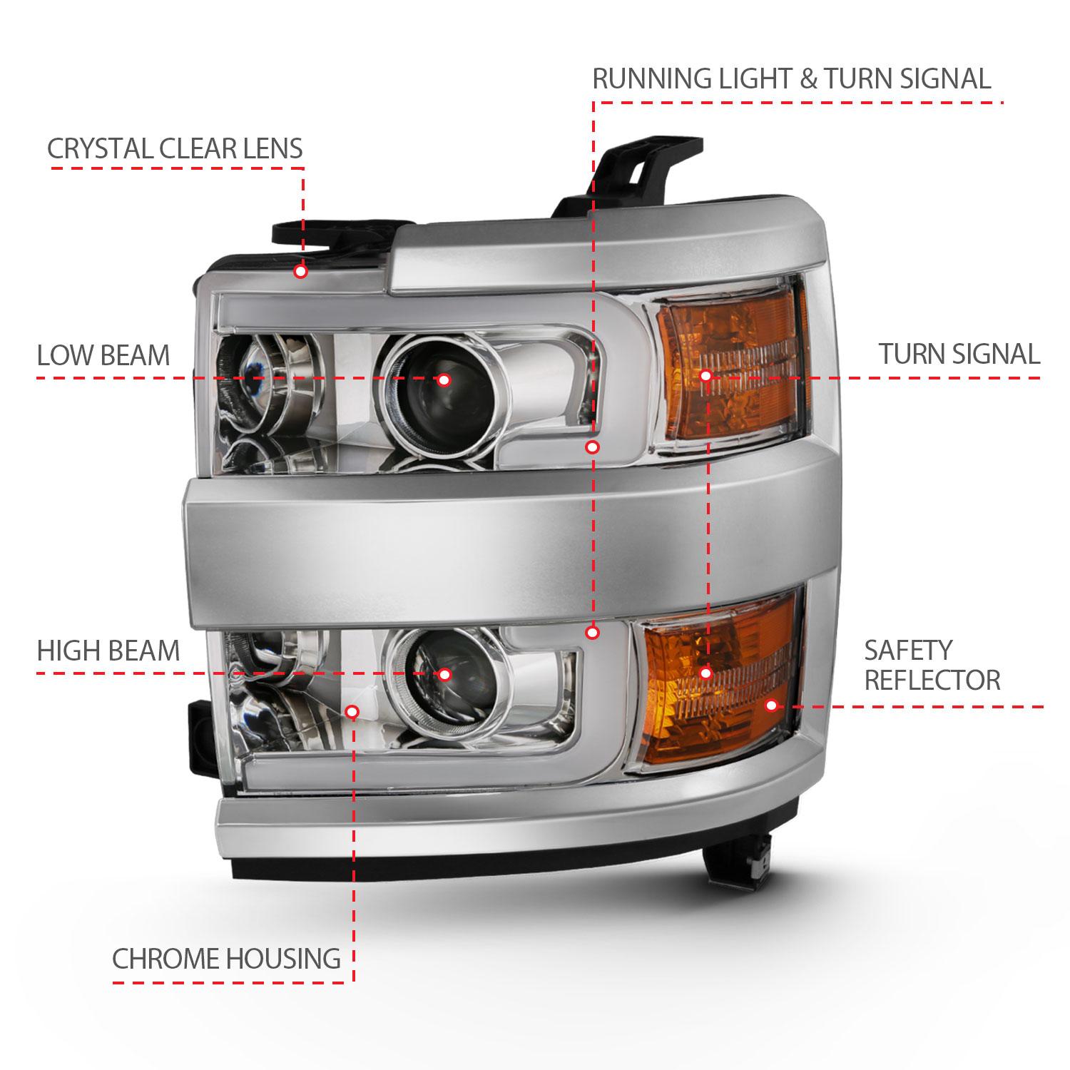 ANZO Projector Headlight Set (2015-2015 Silverado 2500 HD, Silverado 3500 HD) - 111360