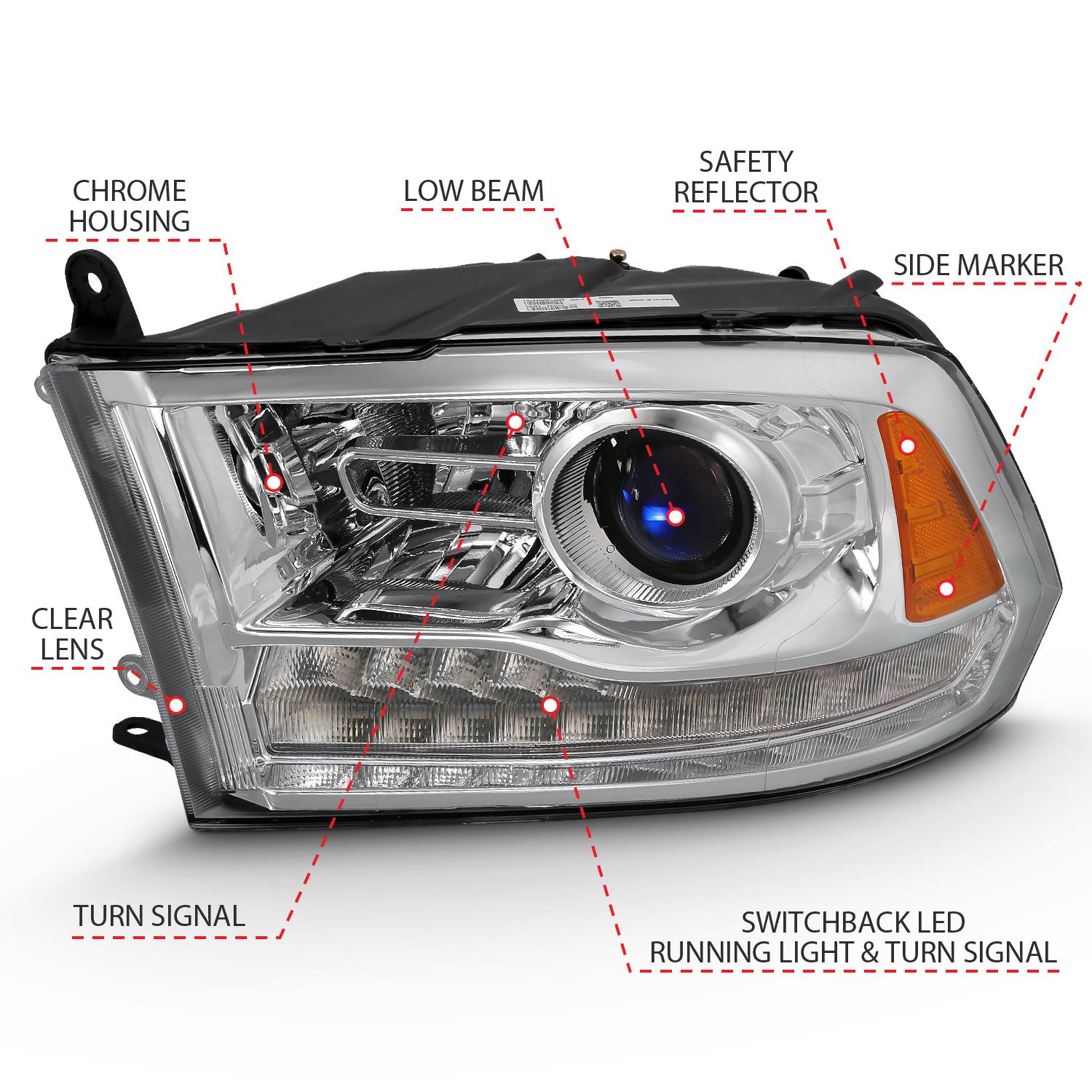 ANZO Anzo Usa Projector Headlights W/ Halo (2009-2020 Ram 1500, Ram 2500, Ram 3500, 1500, 1500 Classic, 2500, 3500) - 111440