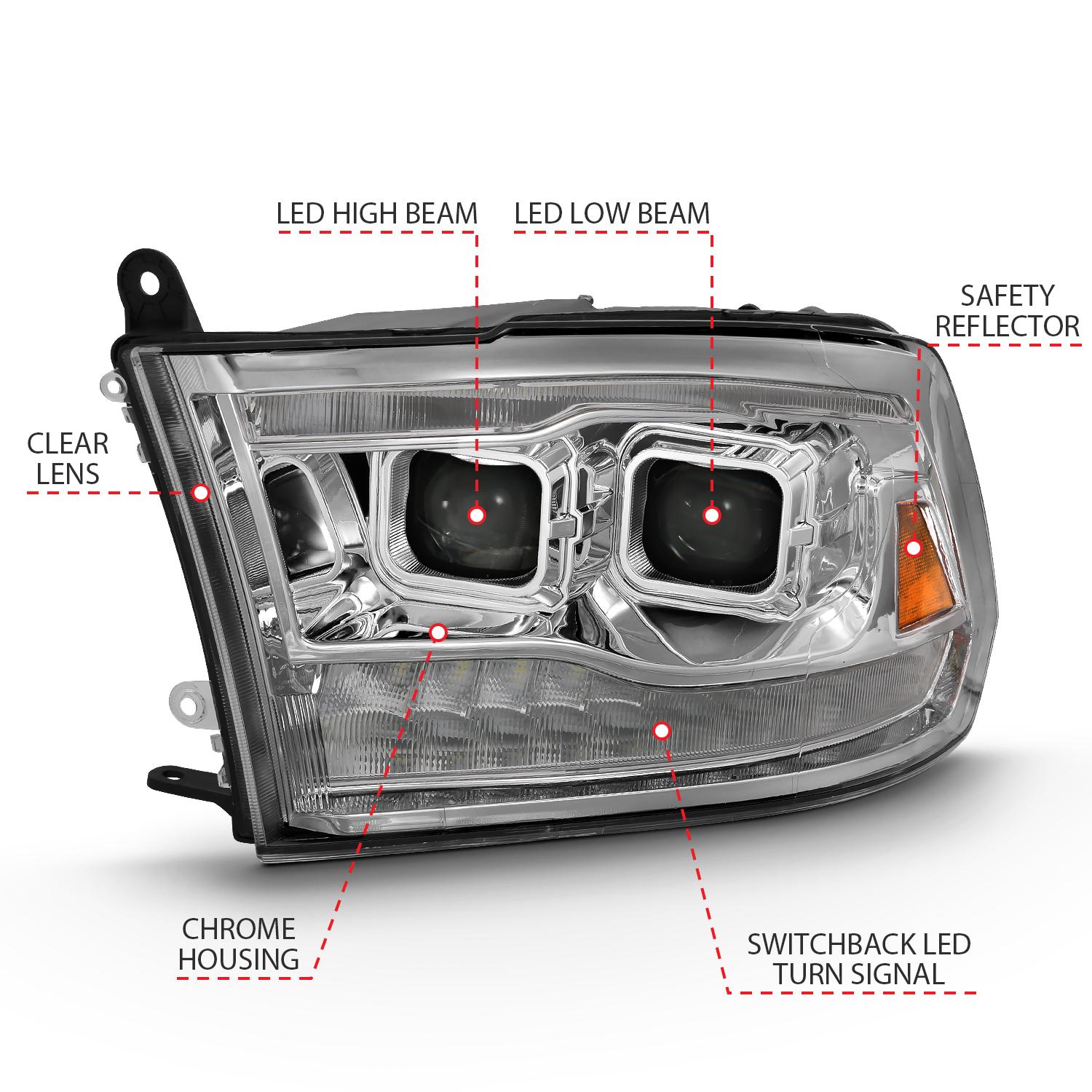 ANZO Led Projector Headlights (2009-2018 Ram 1500, Ram 2500, Ram 3500, 1500, 2500, 3500) - 111465